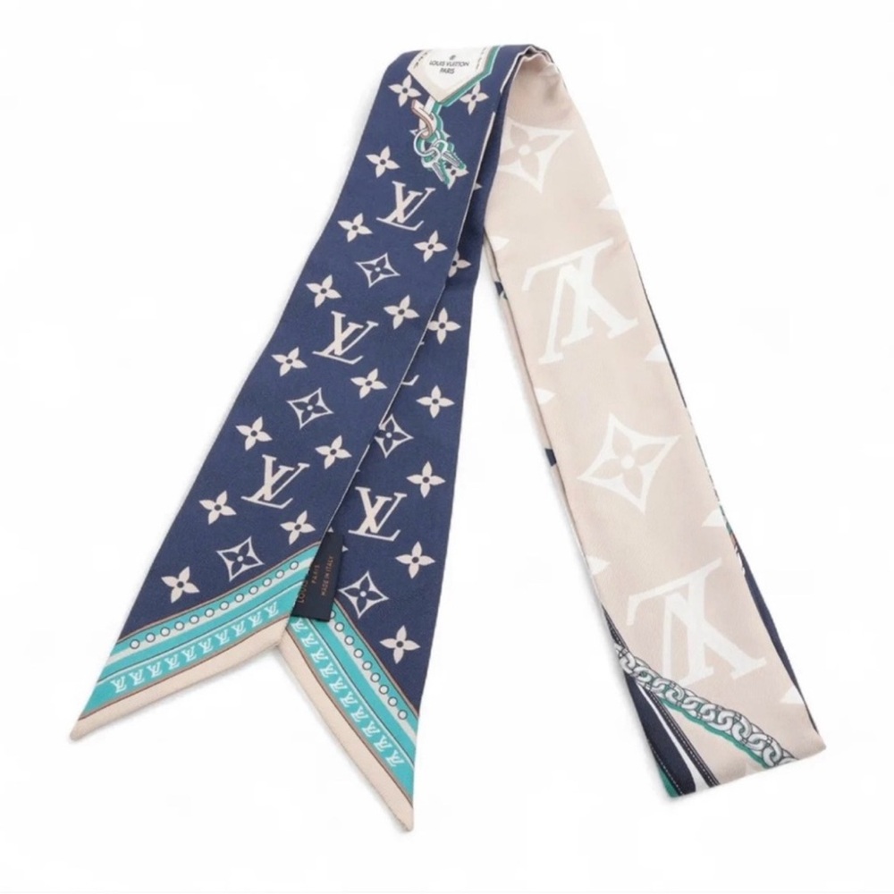 Louis Vuitton Silk Ultimate Monogram BB Bandeau scarf in "Bleu Marine" colorway